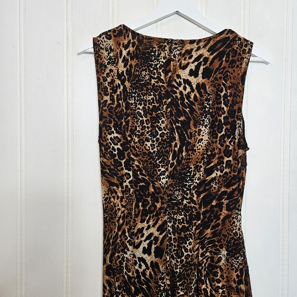 Connected Apparel Animal Print Dress Womens Size 10 Brown Black Sleeveless - Picture 6 of 10